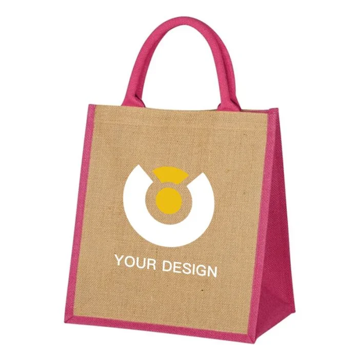 Customizable Eco-Friendly Jute Tote Bag - 100% Natural 12"W x 13"H x 7.25"D
