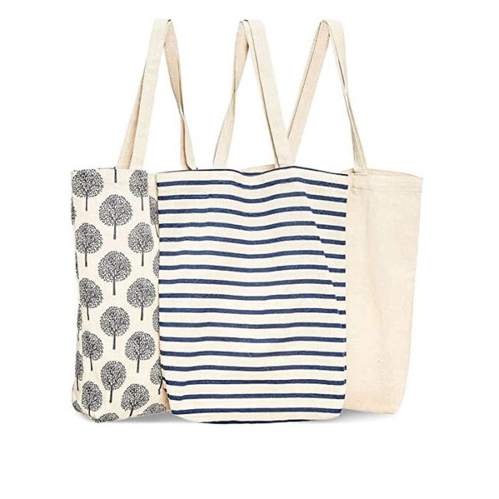 Custom Eco-friendly Reusable 15"L x 16.5" W Cotton Groceries Shopping Tote Bags With Customized Logo pattern