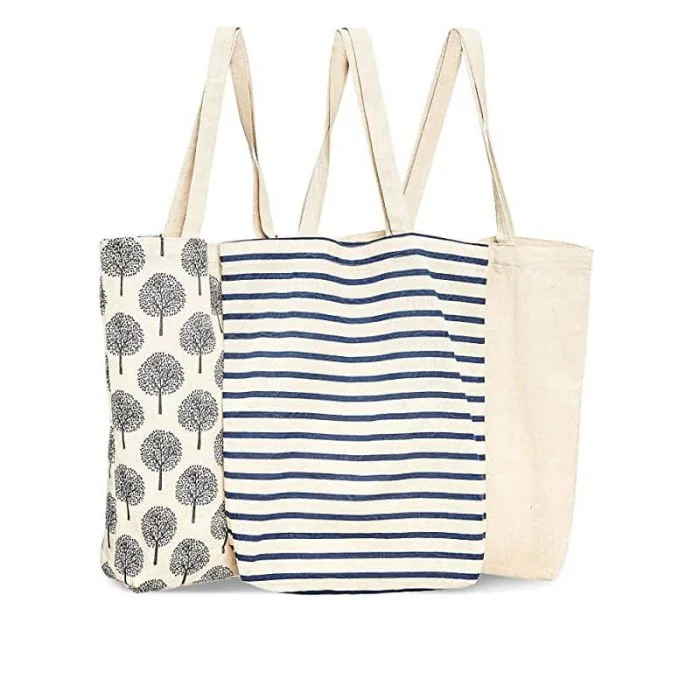 Custom Eco-friendly Reusable 15"L x 16.5" W Cotton Groceries Shopping Tote Bags With Customized Logo pattern