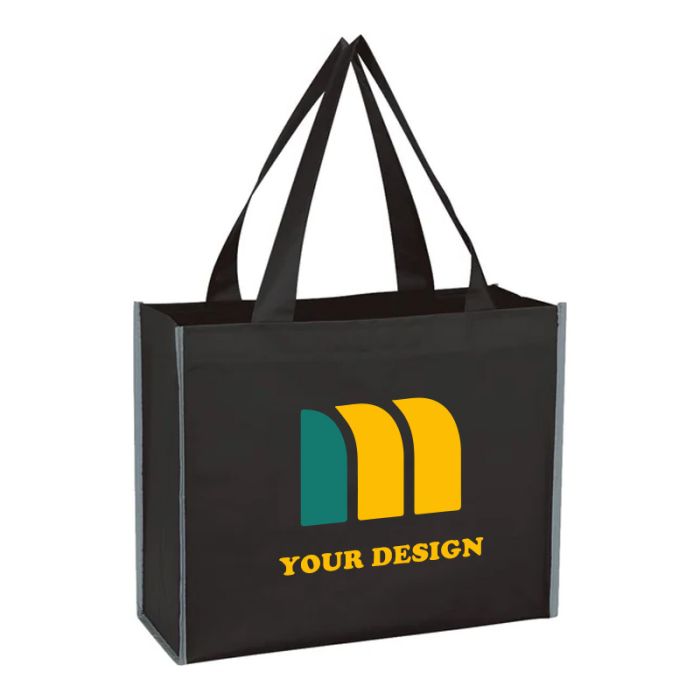 Customizable High-Visibility Laminated Reflective Non-Woven Shopper Bag 13" H x 16.25" W x 6" D