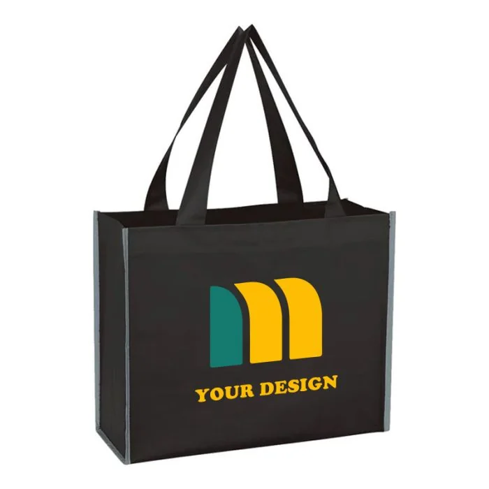 Customizable High-Visibility Laminated Reflective Non-Woven Shopper Bag 13" H x 16.25" W x 6" D
