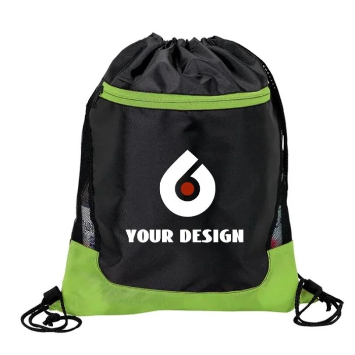 Customizable Lightweight 210D Polyester Sport Drawstring Bagpack 17.75"H x 14"W