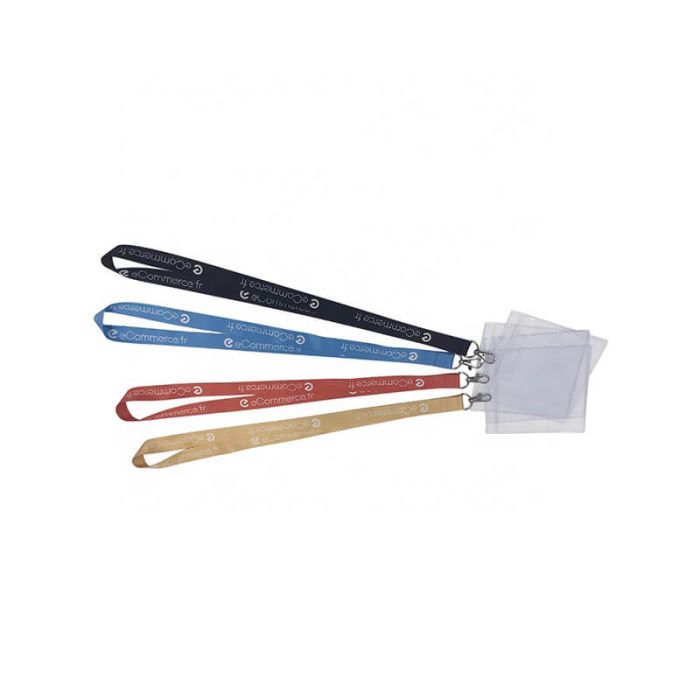 Custom Logo Polyester Red Badge Lanyard With ID Card Holder for Office Trade Show