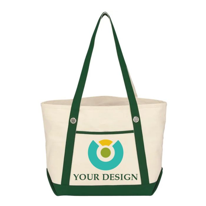Customizable Medium Cotton Canvas Sailing Tote Bag 13" H x 20.5" W