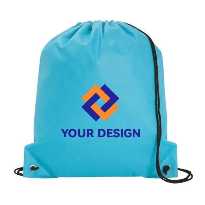 Customizable Poly Pro Drawstring Tote Bag with Reinforced Corners 16.5"H x 14" W