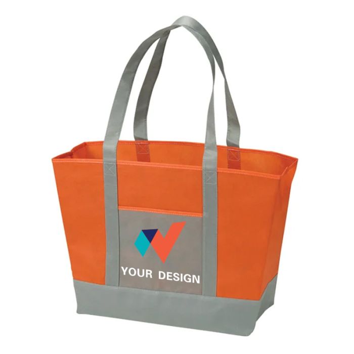 Customizable Spacious Non-Woven Custom Canvas Tote Bags 15"H x 21" W with 26" Handles