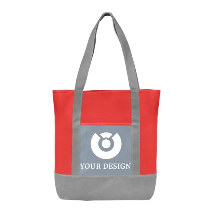 Customizable Spacious Two-Tone Non-Woven Tote Bag 15.35"H x 18.5" W