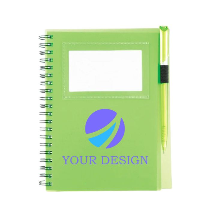 Customizable Spiral Notebook with ID Slot and Pen 7" x 5.38"