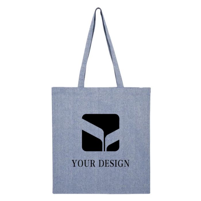 Customizable Stylish Heathered Cotton Canvas Tote Bag 16.38" H x 14.88" W