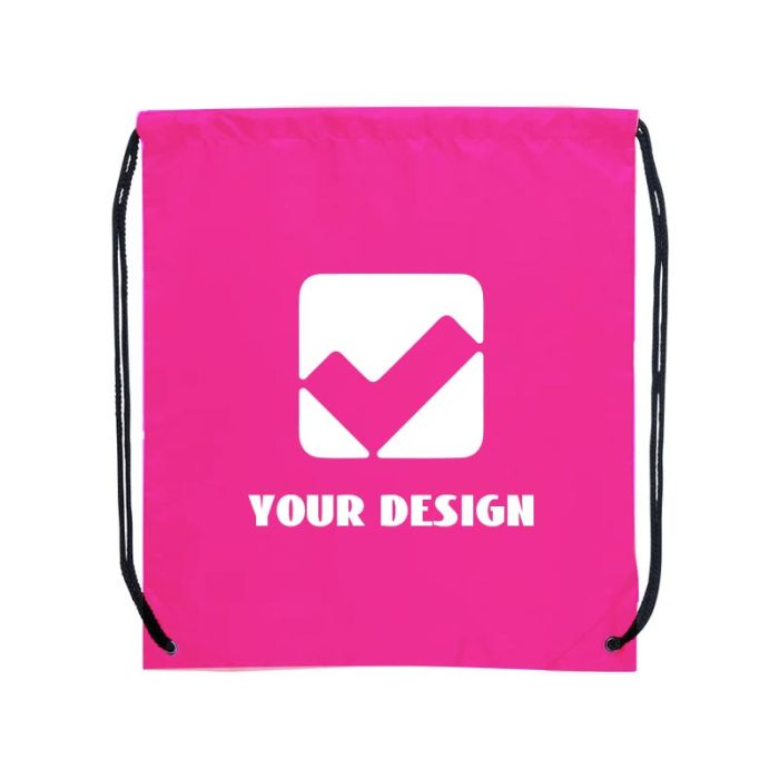 Customizable Vibrant Polyester Drawstring Backpac for Students & Gym Goers 16.5"H x 14.25" W