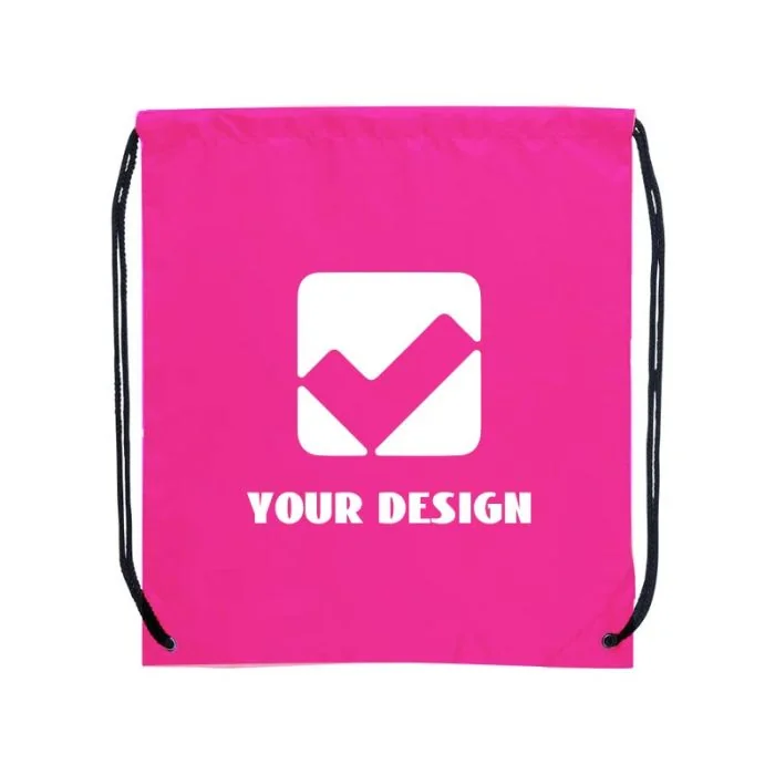 Customizable Vibrant Polyester Drawstring Backpac for Students & Gym Goers 16.5"H x 14.25" W