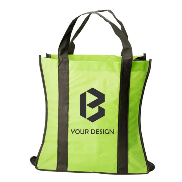 Customizable Wave Rider Folding Reusable Tote Bag 16" H x 16" W x 9" D