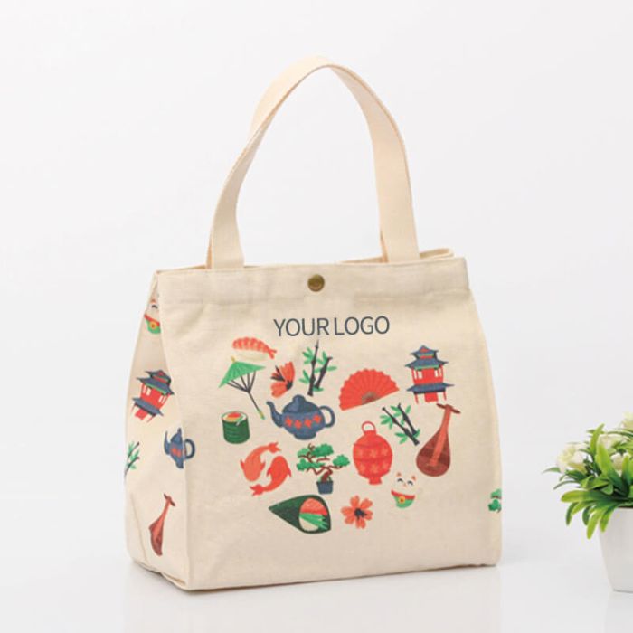 Custom Reusable Cotton Gift Bags 13"W x 15"H Shopping Tote Grocery Bag Lunch Bags
