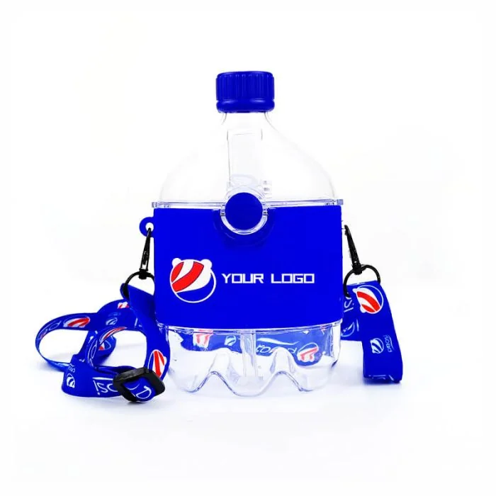 Custom Cute Kids Cup BPA Free 300ml Eco-friendly Sports Travel Outdoor Plastic Water Bottles with Strap Beverage Bottle Shape