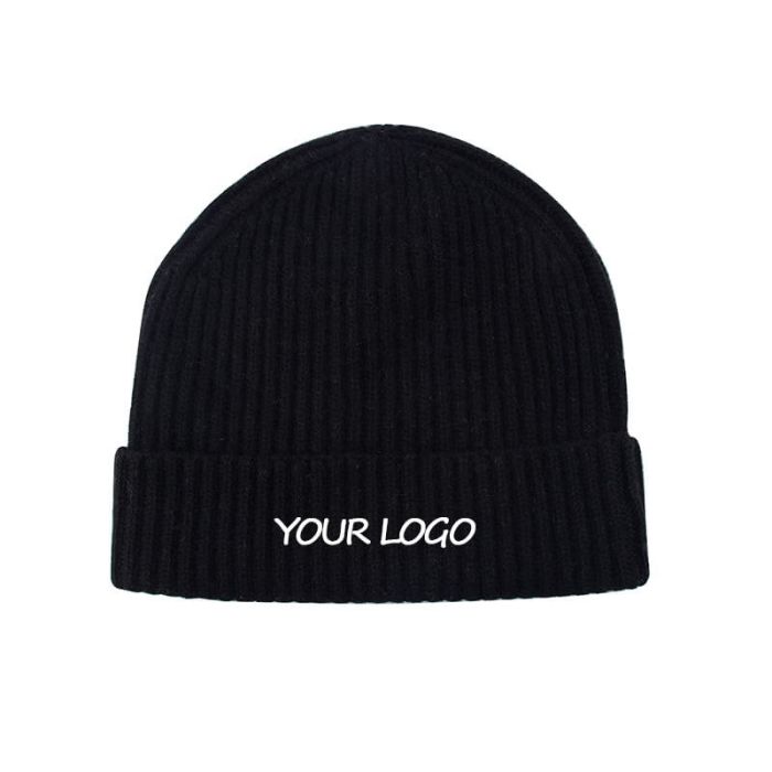 Custom Cashmere Cuffed Hat Winter Flip Knit Hat  Warm Knitted Hat