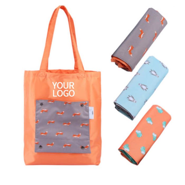 Custom Eco-friendly 13.39"W x 18.5"H Tote Recycled Fruit Bags Cotton Tote Bag Folding Reusable Shopping Bag