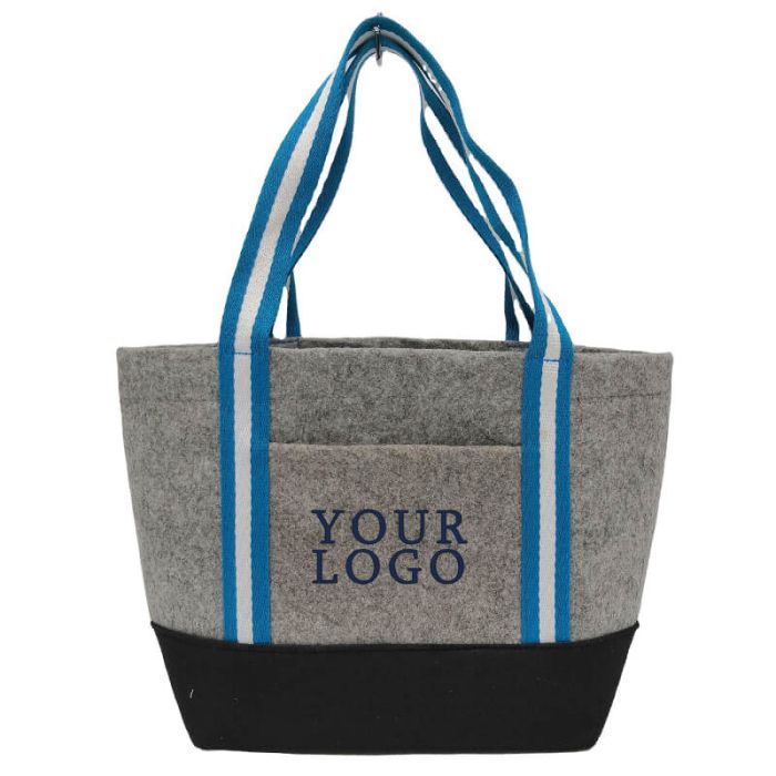 Custom Felt Tote Handbag 18.11"W x 11.42"H Eco-friendly Reusable Grocery Bag for Daily Shopping Promotion