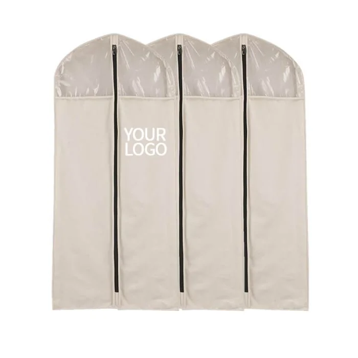 Custom Non-woven Garment Bag Dustproof Suit Bag Travel Clothes Cover with PVC Translucent Window