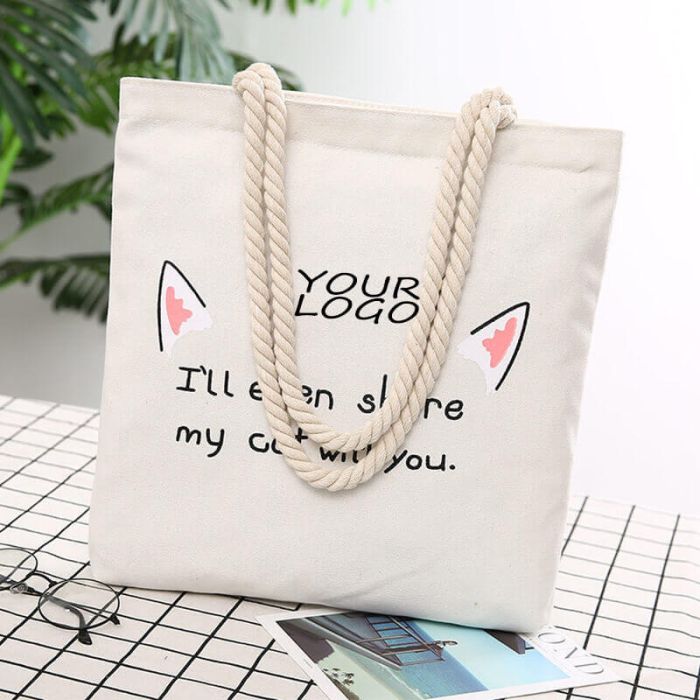 Custom Recycled Organic 15"W x 16.5"H Cotton Grocery Bag Office School Tote Bag Organic Cotton with Logo Print