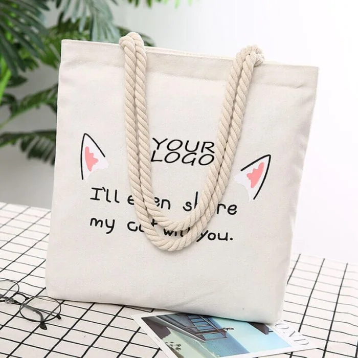 Custom Recycled Organic 15"W x 16.5"H Cotton Grocery Bag Office School Tote Bag Organic Cotton with Logo Print
