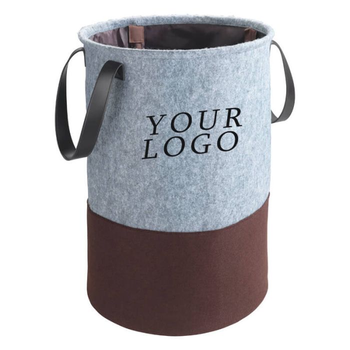 Custom Round Felt Bag 13" H Cylindered Eco-friendly Handbag Basket for Storage Shopping