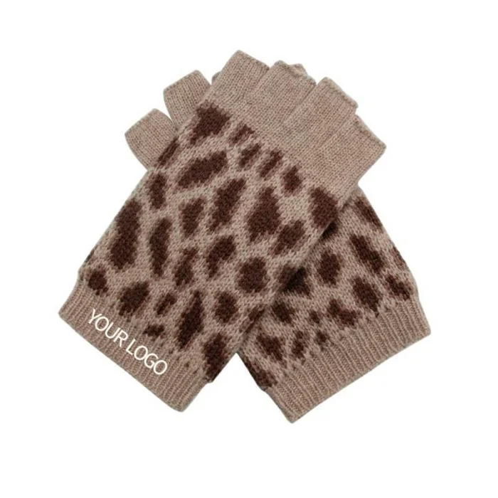 Custom Winter Cashmere Fingerless Gloves Warm Half Fingers Gloves For Daily Life