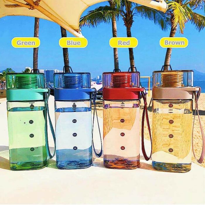 Custom 400ml Water Bottle Tritan Sports Bottles with Screwed Lid and Carrying Strap
