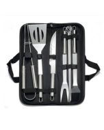 Custom 9PCS/SET Stainless Steel Barbecue Tools Accessories With Oxford Bag for Outdoor BBQ