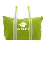 Custom Canvas Shoulder Tote Bag 19.5W x 11.5H Zippered Bags with Striped Handles for Sports Travel School Shopping Beach