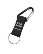 Custom Carabiner Short Lanyard Keychain with Polyester Strap and Split Key Ring