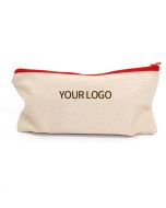 Custom Cosmetic Bag 7.87"W x 3.94"H Cotton Canvas Zippered Pen Pouch Makeup Brush Bags