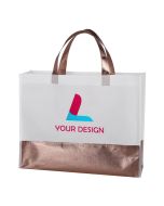 Custom Durable Metallic Accent Non-Woven Tote Bag 12"H x 15" W