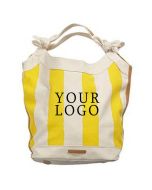 Custom Eco-friendly Cotton Tote Bag 18.9"W x 11"H Striped Handbags for Shopping Beach Travel