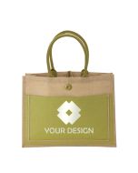 Custom Eco-Friendly Natural Jute Tote Bag  14" H x 18.25" W