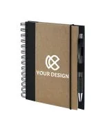 Custom Eco-Friendly Recycled Spiral Notebook with Elastic Band Closure and Pen 