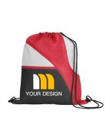 Custom Logo Print Tri-Color Drawstring Backpack 16.5" H x 14" W