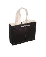 Custom Multiple Compartment 11.02"W x13.39H" Canvas Tote Bag Grocery Shopping Bag Handbag With Pockets