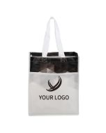 Custom Non-woven Shopping 12W x 13.63H Gift Bag Color Blocking Retail Tote Grocery Bags