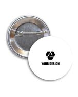 Custom Round Metal Buttons with Safety Pin Backing 1.75" Diameter