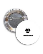 Custom Round Metal Buttons with Safety Pin Backing 1.75" Diameter