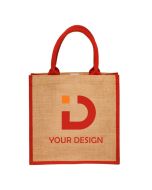 Custom Stylish Rope Handle Jute Tote Bag 12"H x 12" W