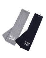 Custom Tri-fold Towel Super Absorbent Microfiber Waffle Pattern Golf Towels with Carabiner