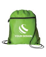 Custom Versatile Mesh Pocket Durable Polyester Drawstring Bag 16.5"H x 14" W
