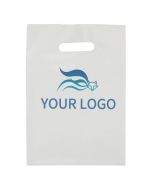Custom White Die Cut Paper Bag 10.25W x 14H Plastic Bags Shopping Retail Tote