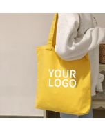 Custom Zippered Reusable Canvas 16.75"W x 14.5" Cotton Shoulder Tote Shopping Bag for Grocery School Work