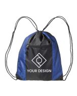 Customizable Eye-Catching Zipper Pocket Drawstring Backpack 14.75" H x 18.5" W