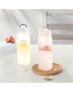 Custom Translucent Bottle Reusable Flask Frosted Borosilicate Glass Bottle with Handle