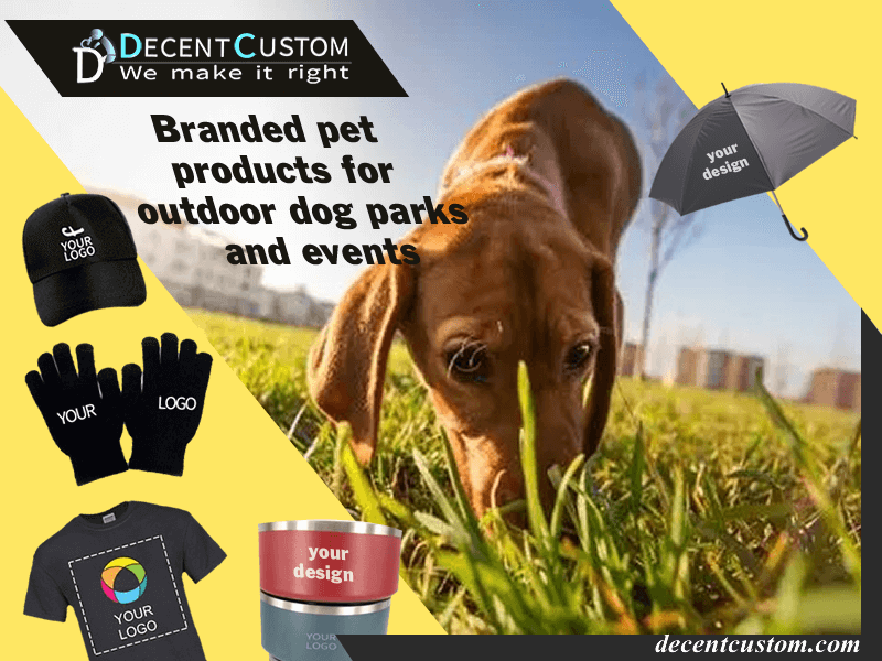 Branded pet products for outdoor dog parks and events