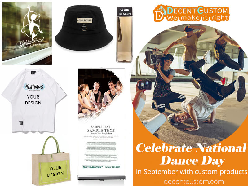 Celebrate National Dance Day in September with custom promotional products for dance teams, studios, and dance enthusiasts 