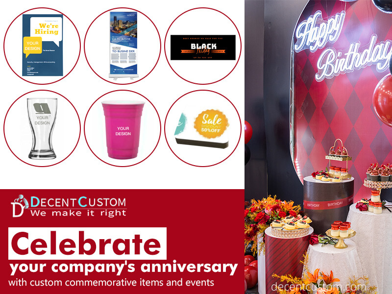 Celebrate your company's anniversary with custom commemorative items and events